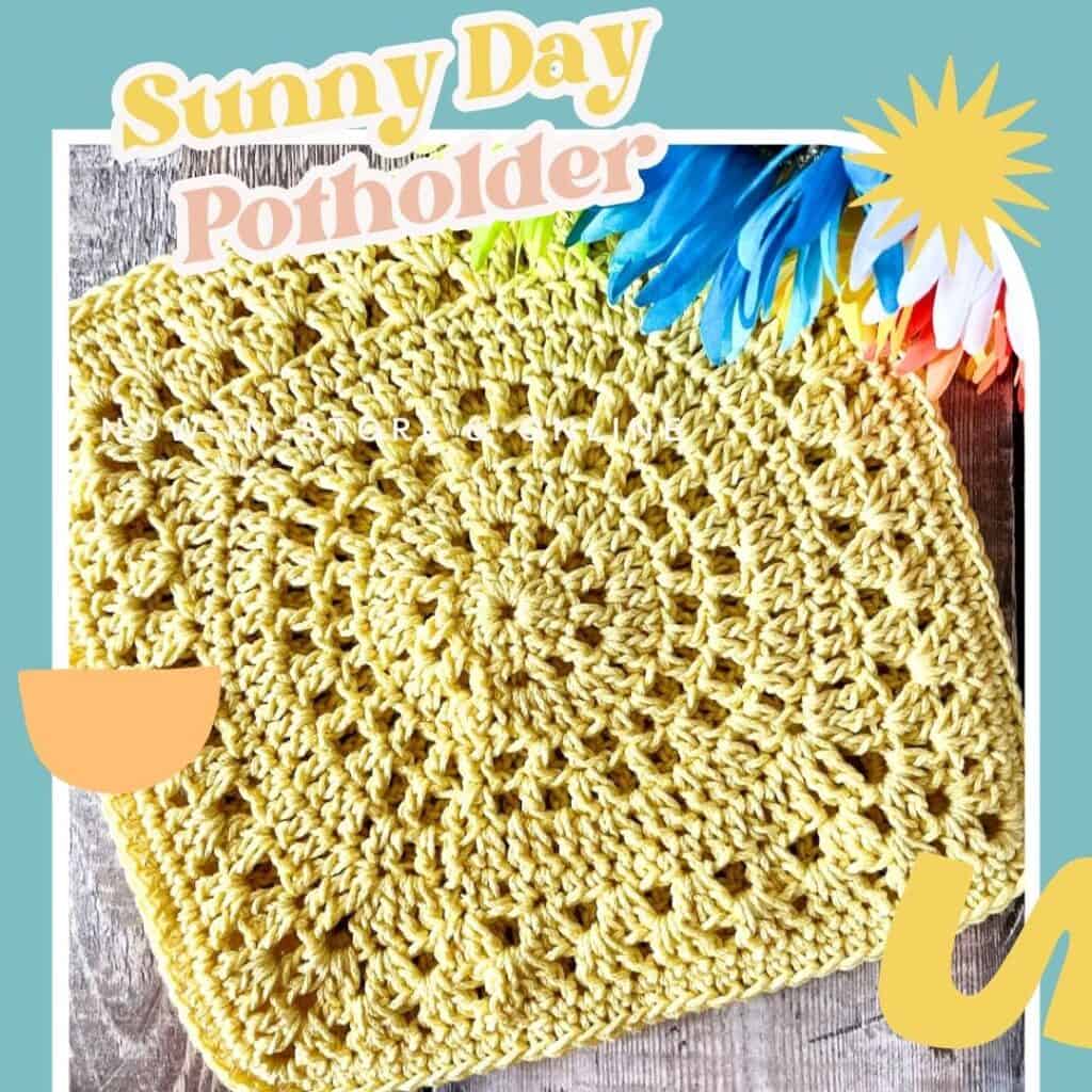 The Sunny Day granny square potholder free crochet pattern | A design by MadameStitch