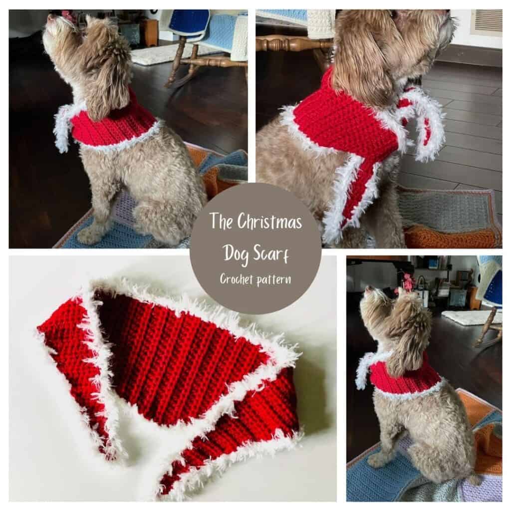 The Christmas crochet dog scarf | A free pattern by MadameStitch