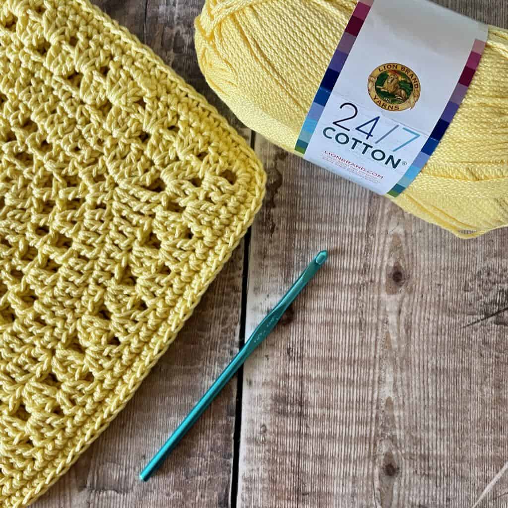 Cotton yarn for the Sunny Day granny square potholder | A design by MadameStitch
