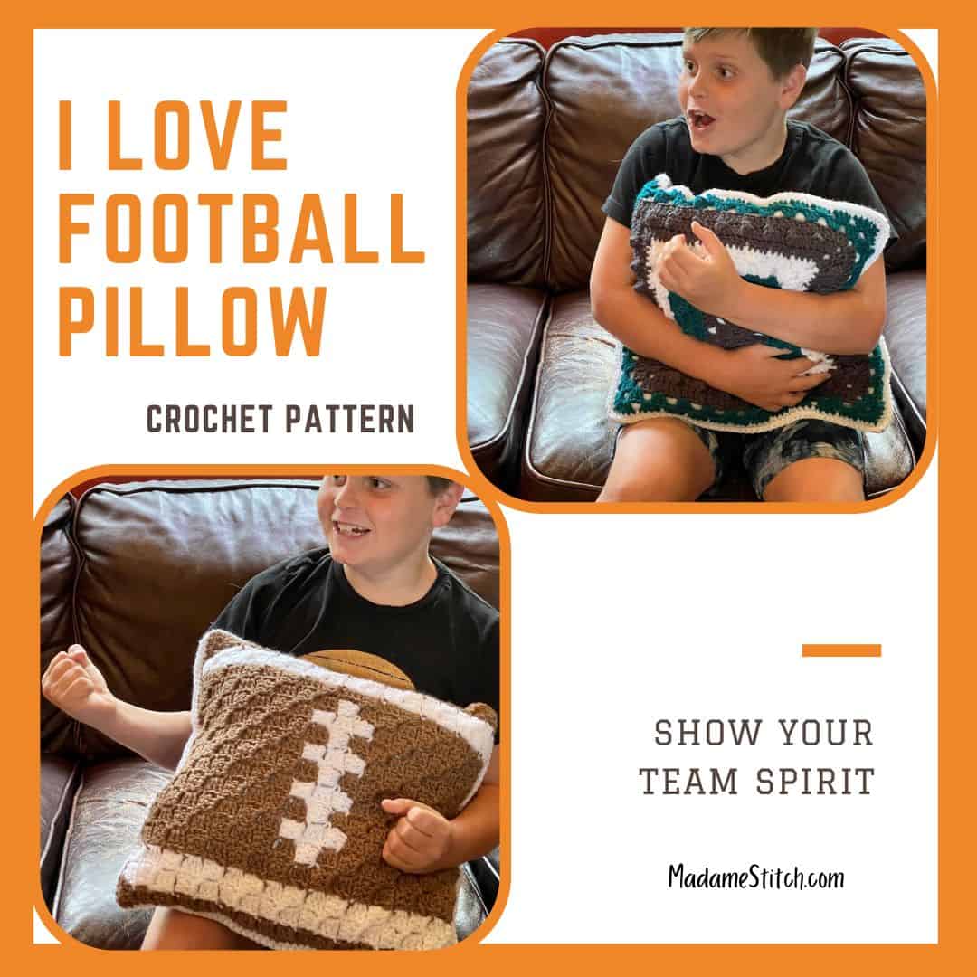 A crochet football pillow to show your team spirit