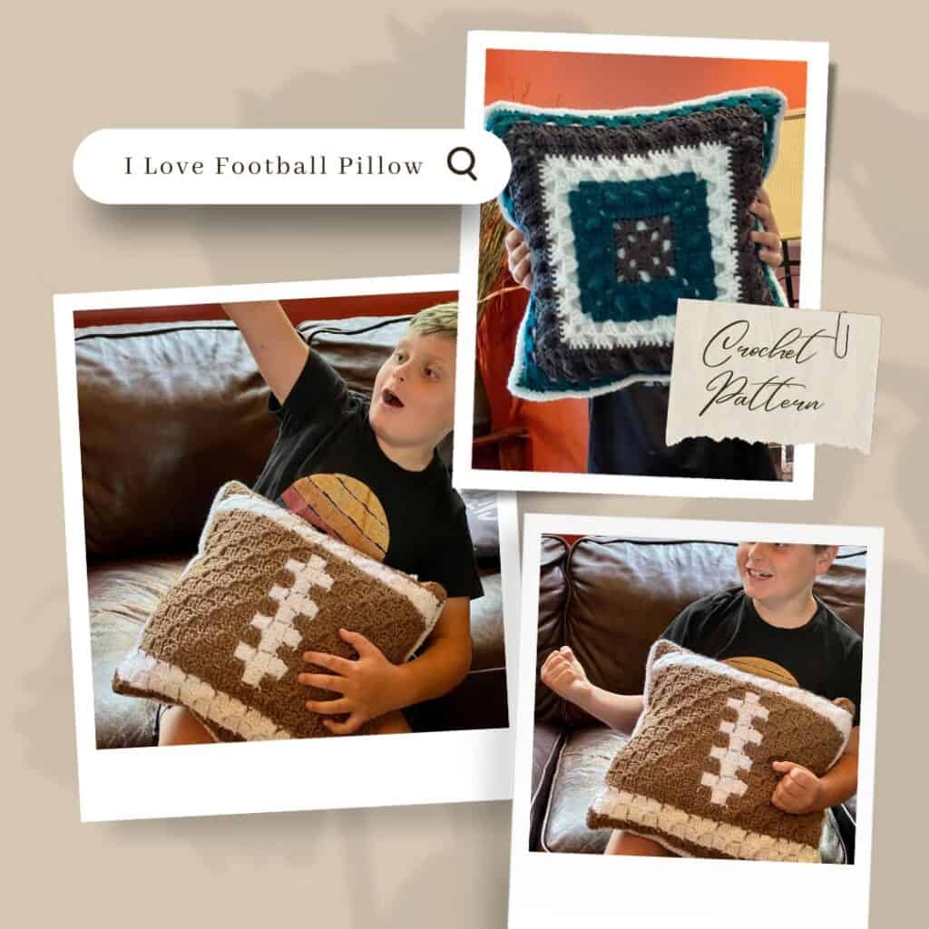 Photos of crochet football pillow