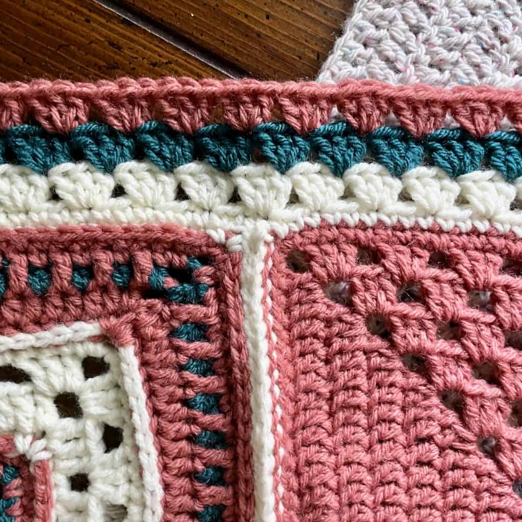 The border of the granny stitch sampler blanket