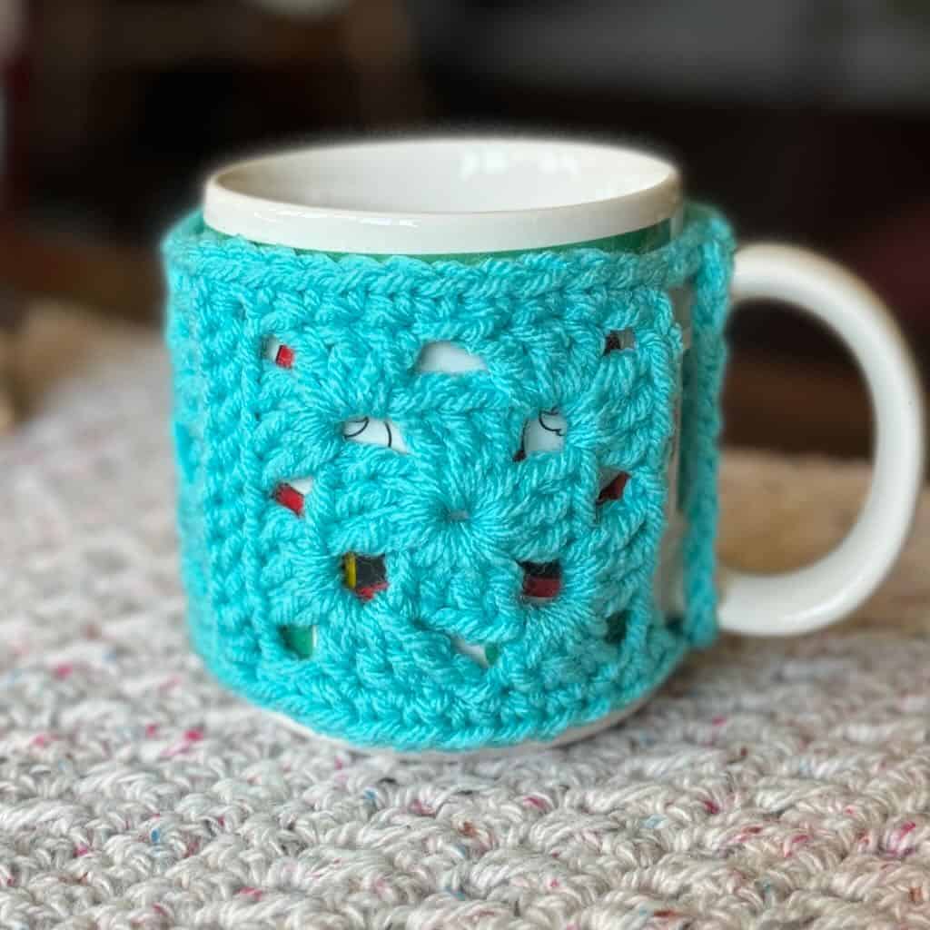 Photo of a crochet mug cozy
