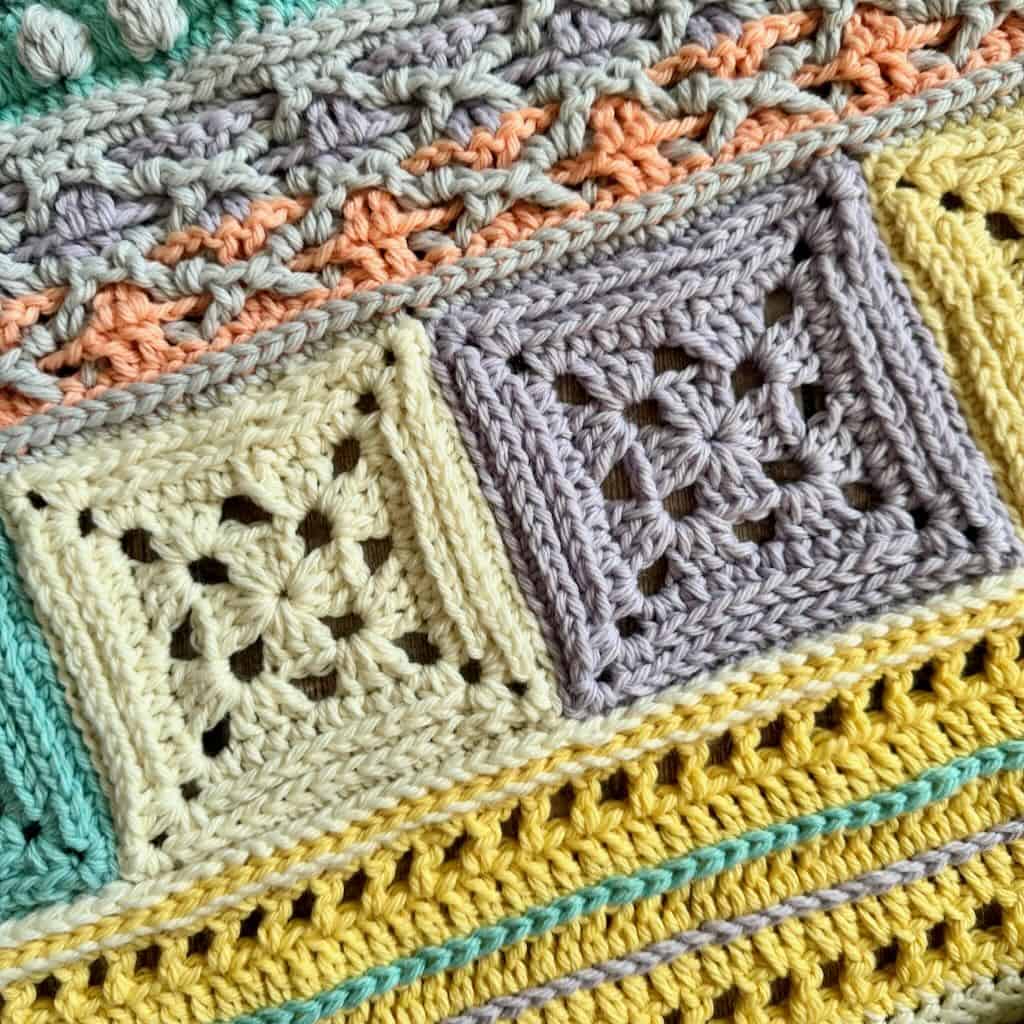 A photo of the Cordelia afghan square in the Memories blanket