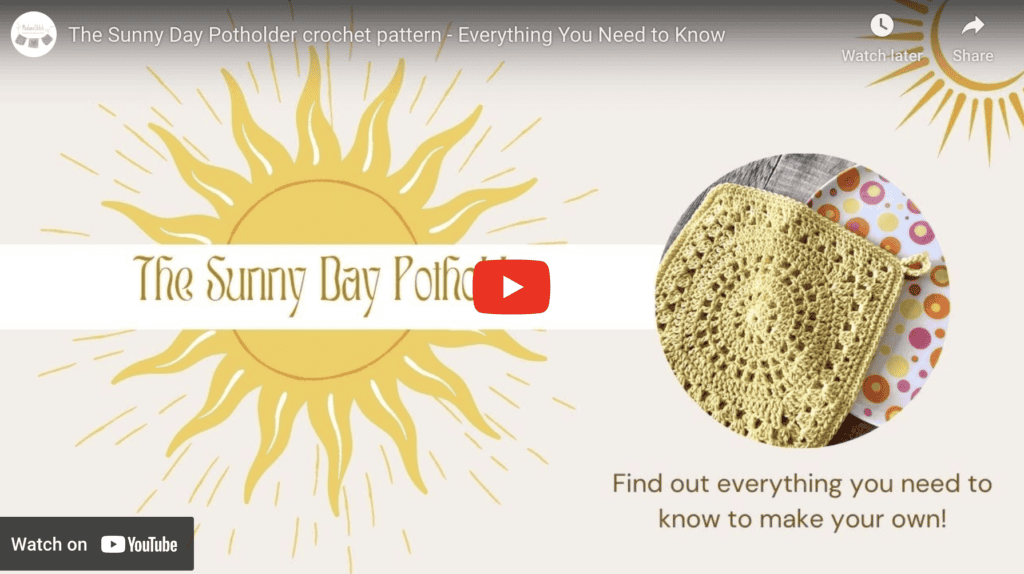 Click here to find out about the Sunny Day Potholder, a granny stitch potholder perfect for summer dining