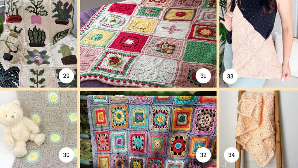 Crochet Flower Square Patterns 29-34