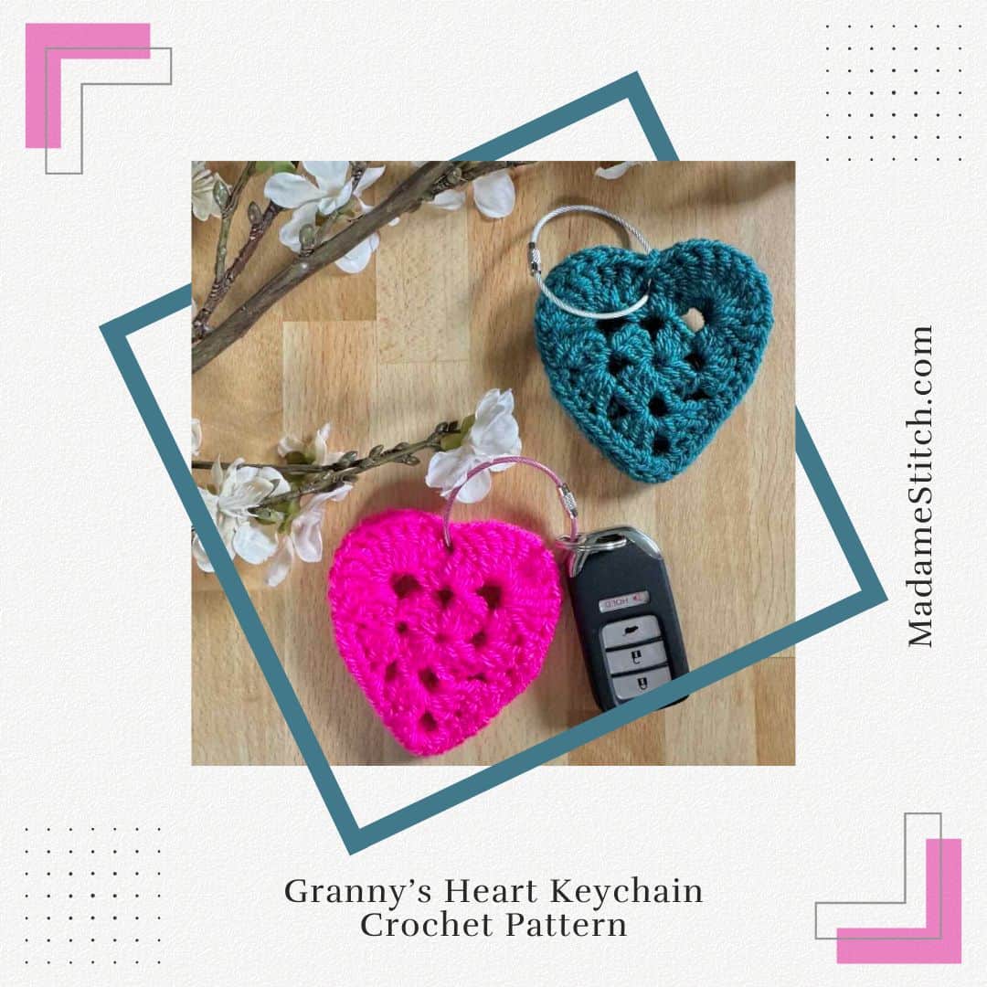 A cute crochet heart keychain charm that sends a thoughtful message