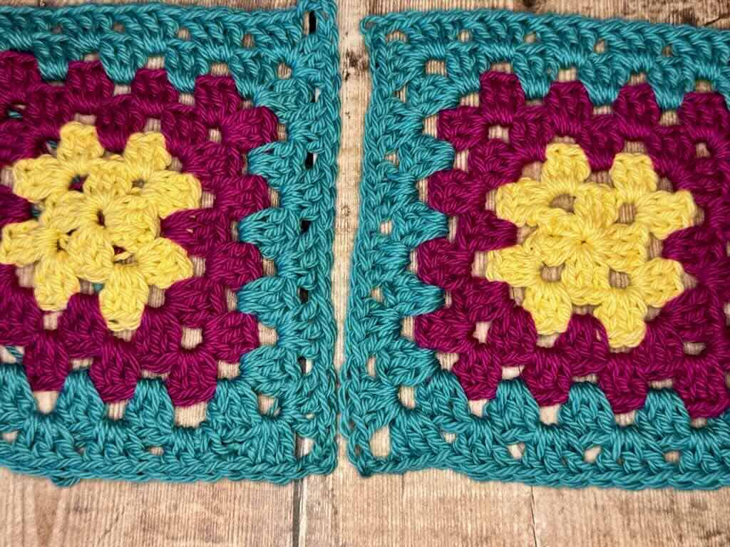 Step 2: Lay the squares side by side with right sides up.