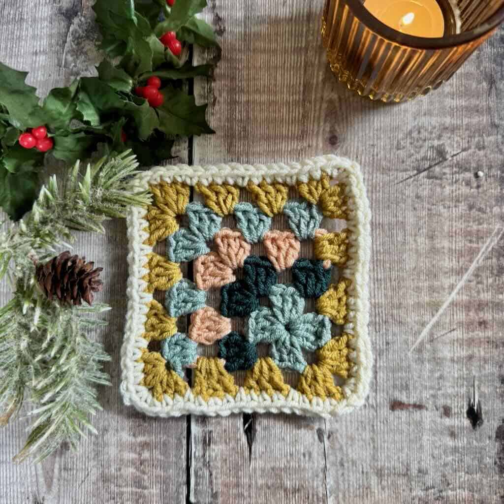 A photo of the By the Fireplace granny square