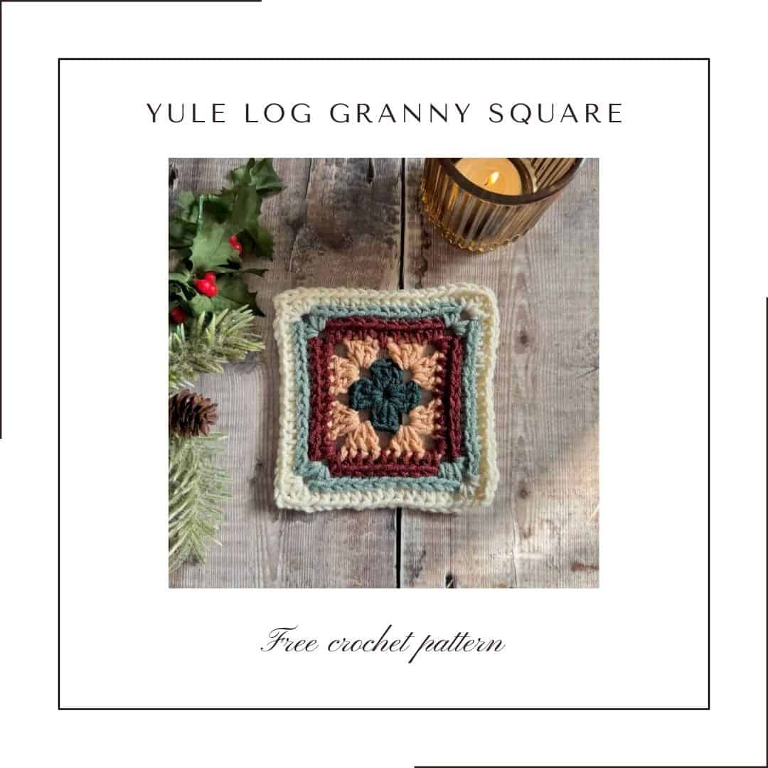 A festive granny square reminiscent of a Christmas Yule log