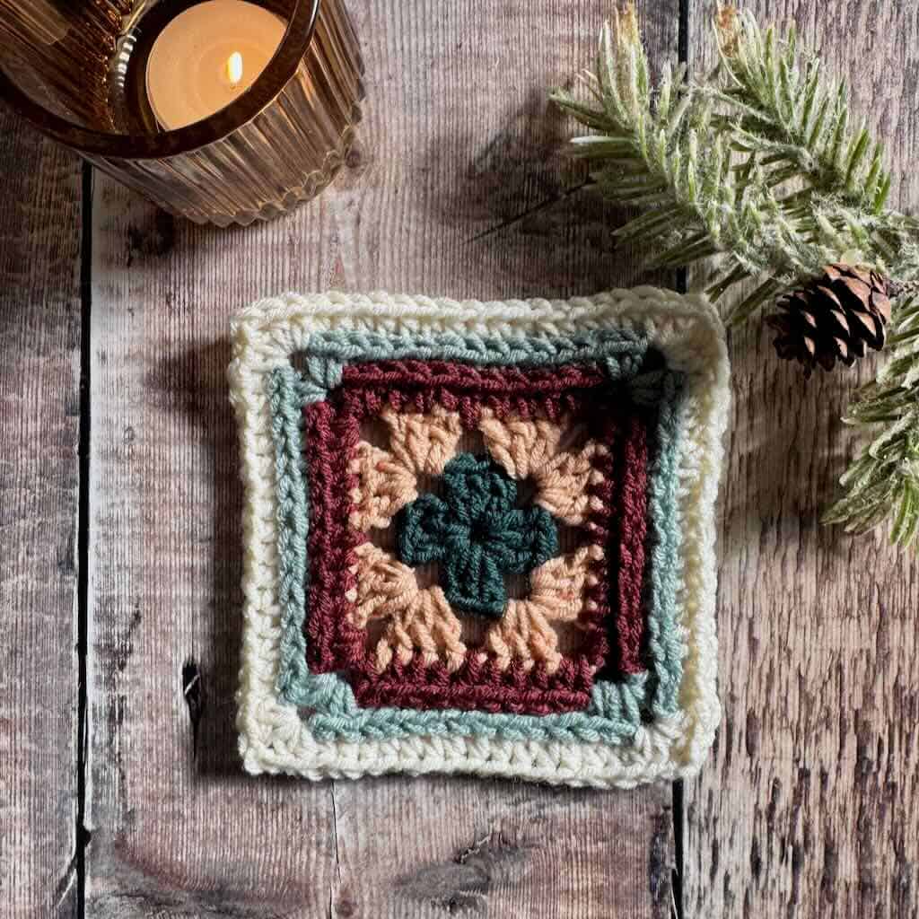 A photo of the Yule Log Granny Square