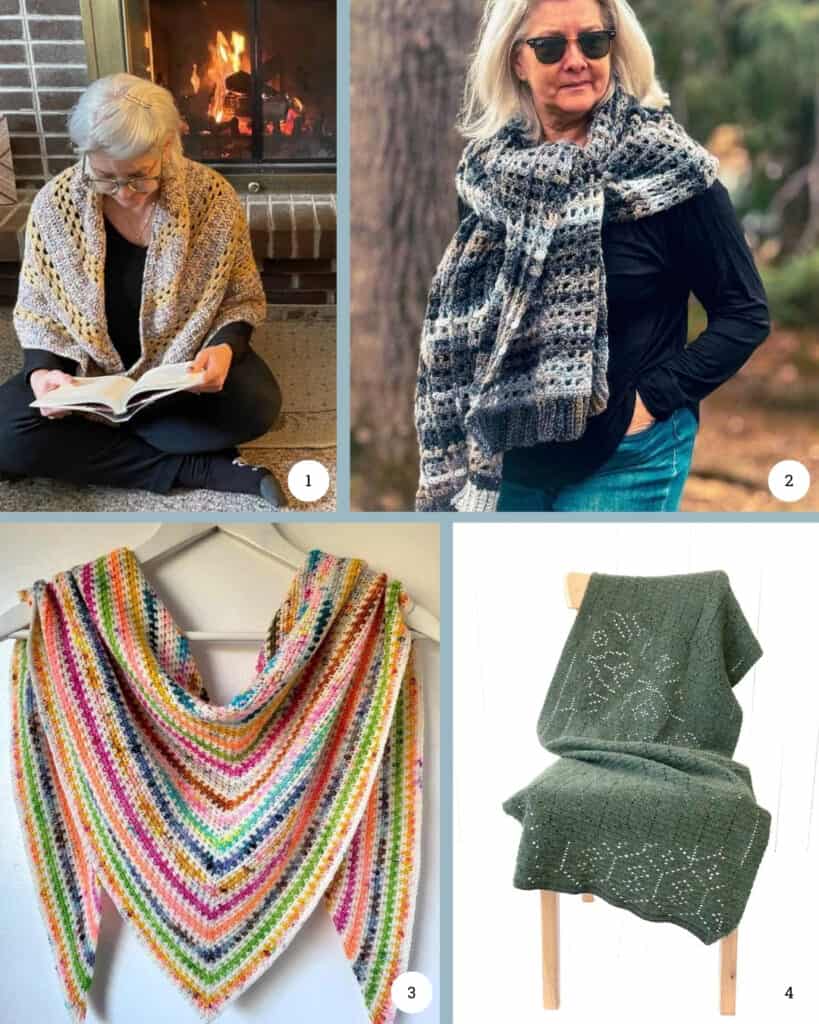 Meditative Crochet Wraps and Shawls - Free Patterns - Collage 1