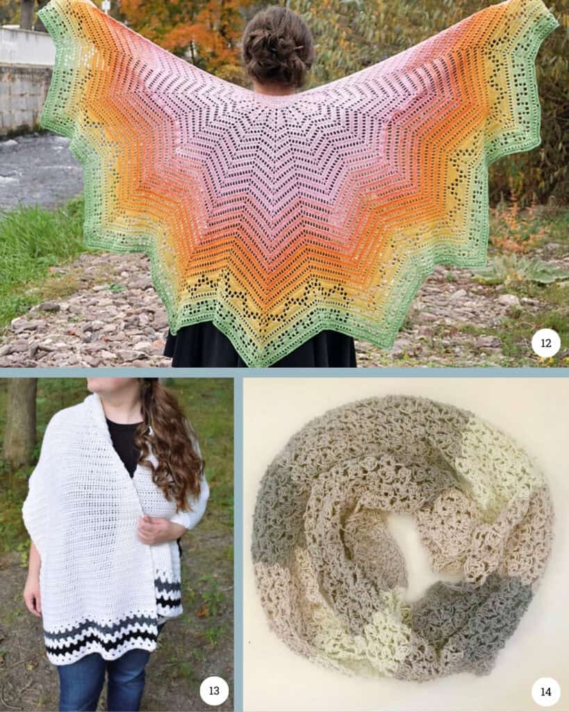 Meditative Crochet Wraps and Shawls - Free Patterns - Collage 4
