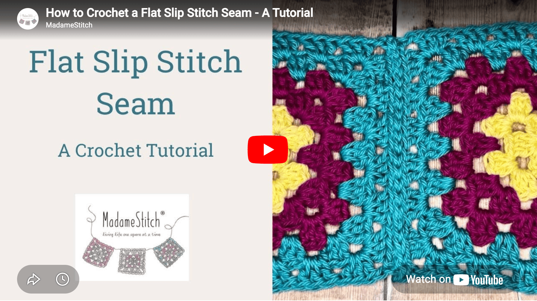 Click here to watch the video tutorial for the flat slip stitch seam on YouTube