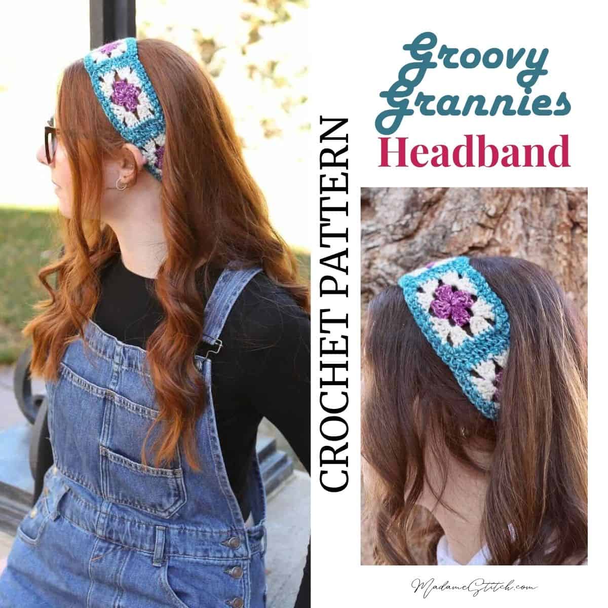 Crochet Granny Square Headband Pattern | Groovy Grannies