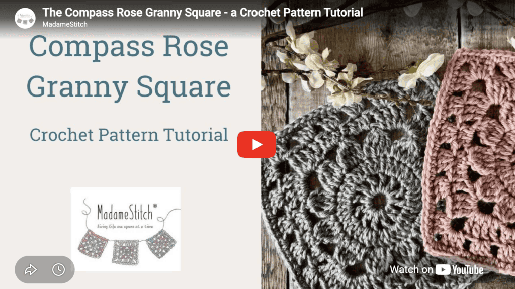 Click here to view the video tutorial for the Compass Rose Granny Square