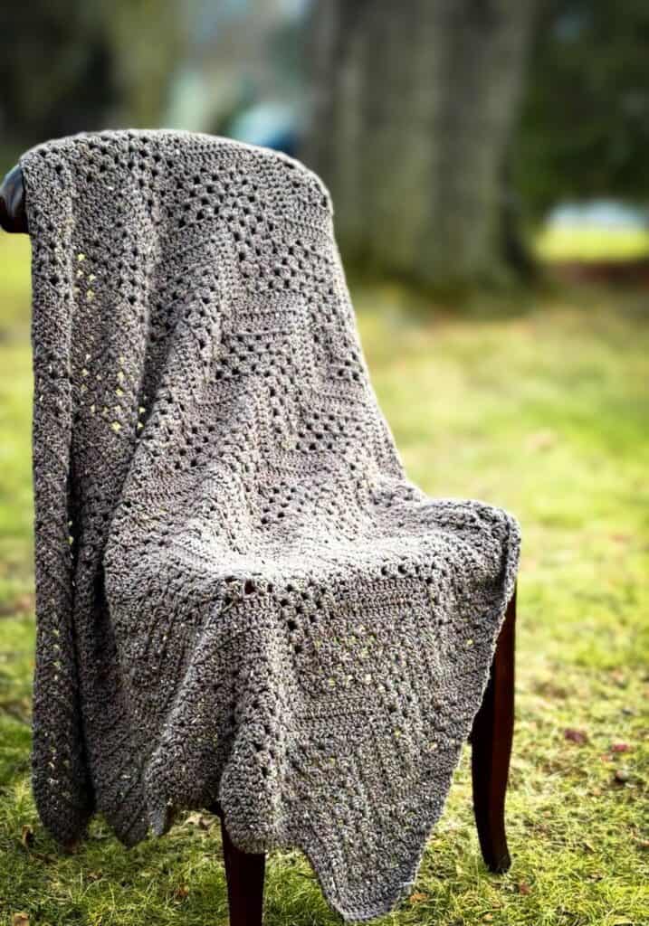 The Morgan Granny Ripple Blanket outdoors