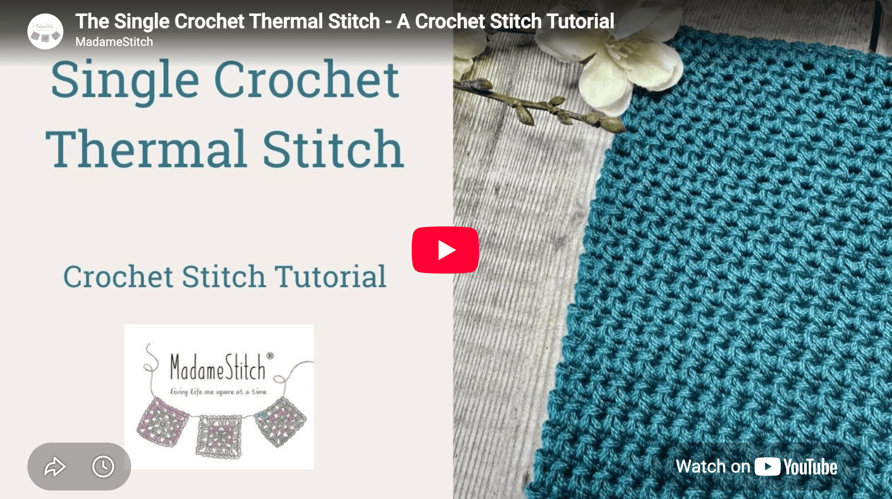 Click here to watch the video tutorial on YouTube for the single crochet thermal stitch