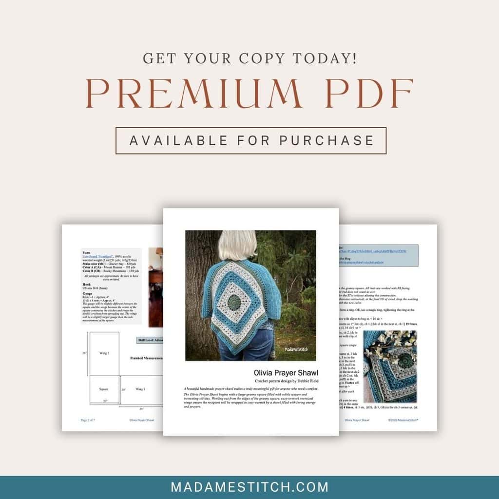 Buy the premium PDF for the Olivia Prayer Shawl, details below