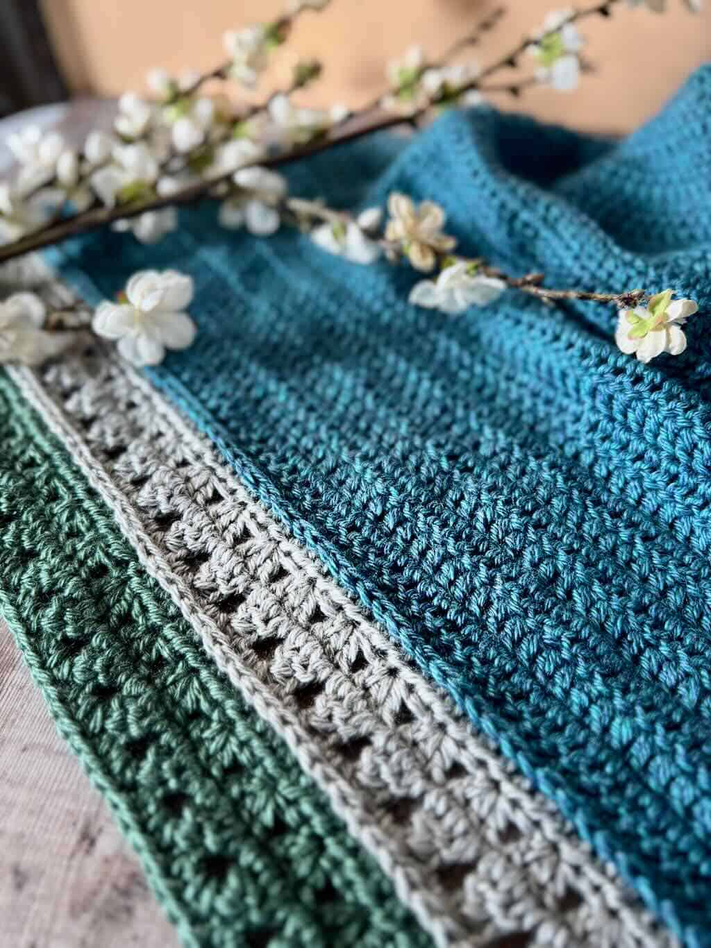 A photo of the end of the Olivia Prayer Shawl wing