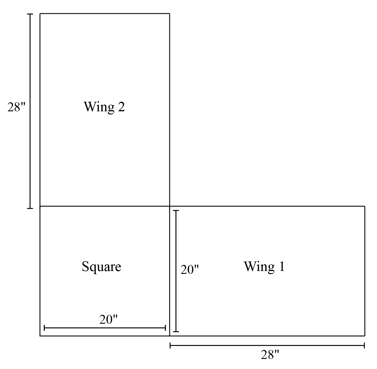 This schematic shows the finished measurements of the Olivia Prayer Shawl