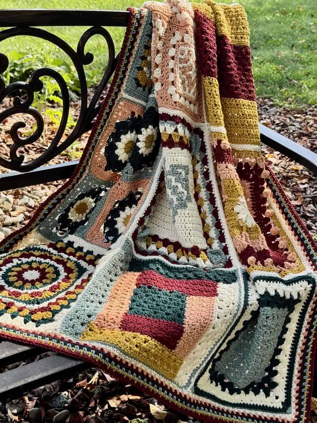 A photo of the Granny Stitch Sampler Blanket