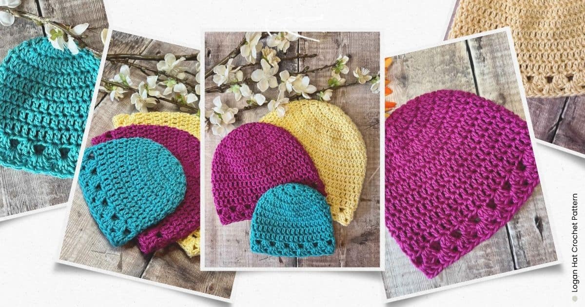 The Logan Crochet Preemie Hat - a photo with all 3 sizes of the hat shown