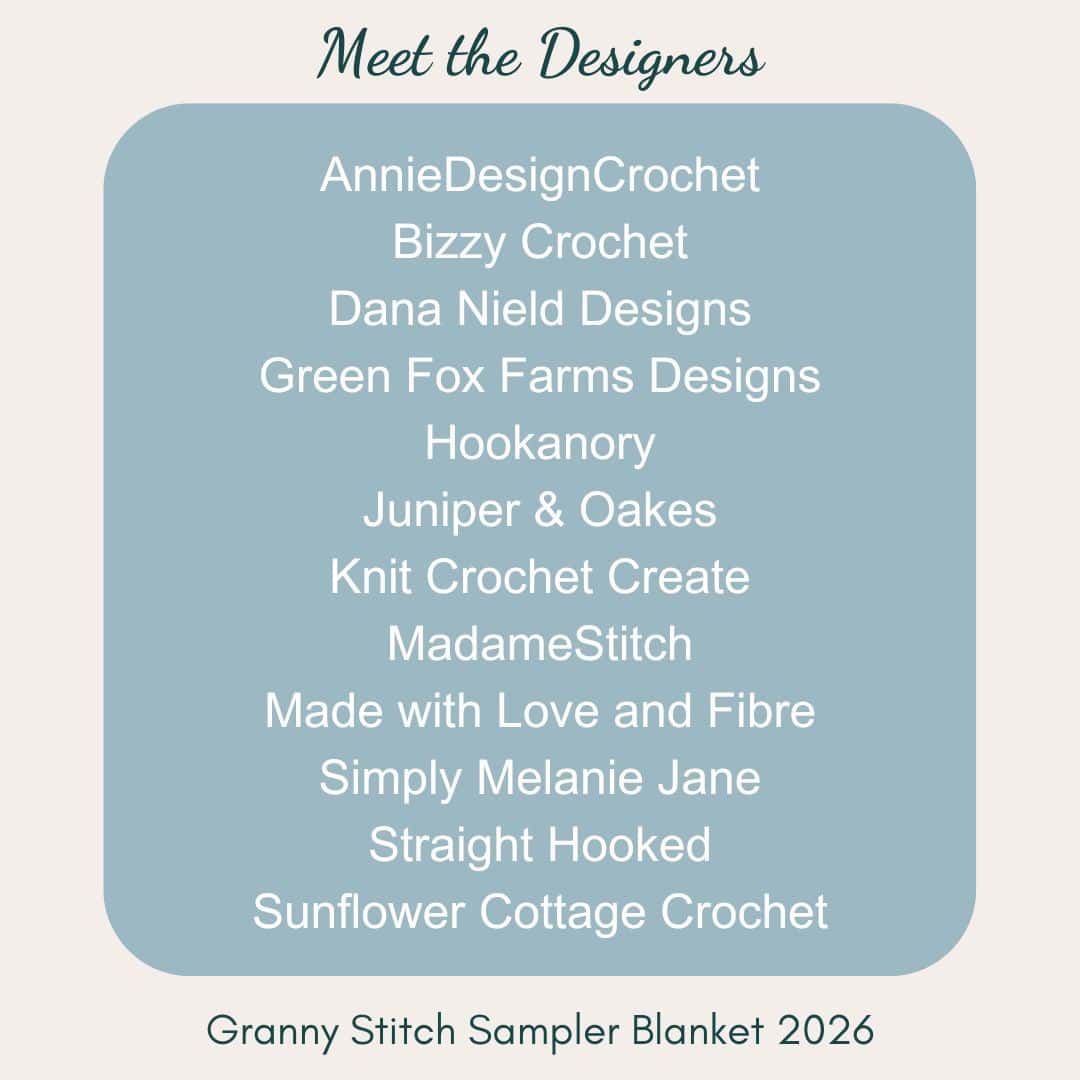 A graphic that lists all of the designers who participated in the blanket design