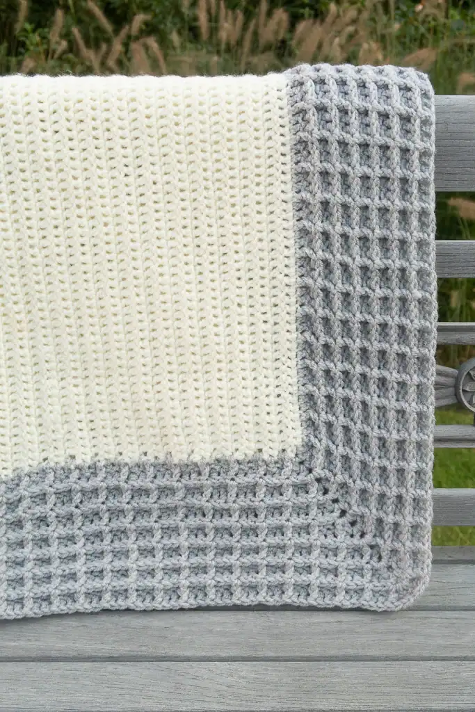Waffle Blanket Border by Knitting with Chopsticks